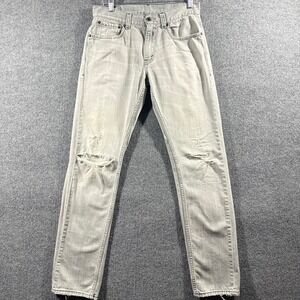 Levis Jeans Mens 32x34 511 Skinny Fit Light Gray Distressed
